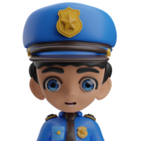 Politie mannetje avatar illustratie 3d png