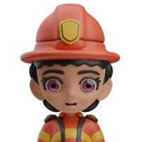 bombeiro fêmea avatar ilustração 3d png