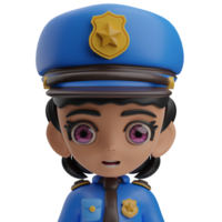 police femelle avatar illustration 3d png
