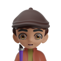 artista masculino avatar ilustração 3d png