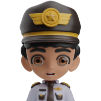 piloto masculino avatar ilustração 3d png