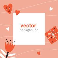 Valentine Day square frame template vector