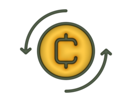 a 3d Cryptocurrency Buy Sell Coin on a transparent background png