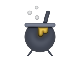 a 3d Halloween Caldron on a transparent background png