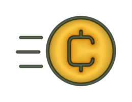 a 3d cryptocurrency coin on a transparent background png