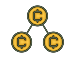 un 3d blockchain monedas en un transparente antecedentes png