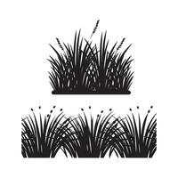 Black grass border silhouettes collection vector