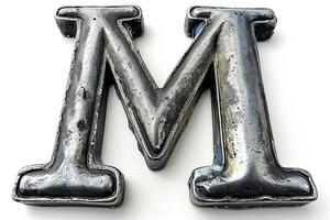 AI generated Bold uppercase letter  m  on a clean white background with copy space for text or design elements photo