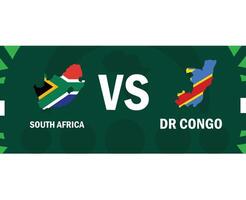 sur África y Dr congo partido banderas mapa africano naciones 2023 emblemas equipos países africano fútbol americano símbolo logo diseño vector ilustración