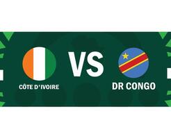 Ivory Coast And Dr Congo Emblems Match Flags African Nations 2023 Teams Countries African Football Symbol Logo Design Vector Illustration