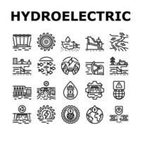 hydroelectric power plant energy icons set vector