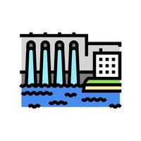 hydro station hydroelectric power color icon vector illustration