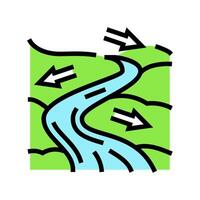 river flow hydroelectric power color icon vector illustration