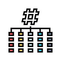 hash algoritmo color icono vector ilustración