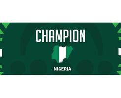 Nigeria campeón mapa bandera africano naciones 2023 equipos emblema países africano fútbol americano símbolo logo diseño vector ilustración