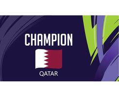 Qatar Champion Flag Ribbon Asian Nations 2023 Emblem Teams Countries Asian Football Symbol Logo Design Vector Illustration