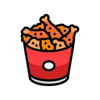 fried chicken fast food color icon vector illustration