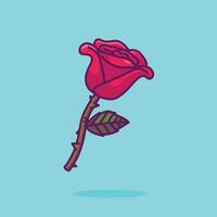 Single rose flower cartoon vector illustration valentine concept icon isolated