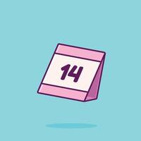 Calendar 14 cartoon vector illustration valentine concept icon isolated