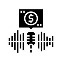 podcast monetización glifo icono vector ilustración