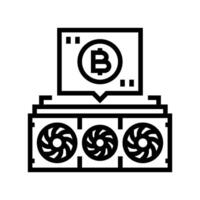 cryptocurrency mining line icon vector illustration