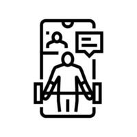 remote fitness coaching line icon vector illustration