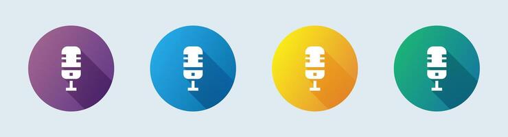Microphone solid icon in flat design style. Voice signs vector illustration.