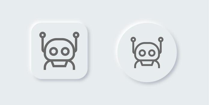 Robot line icon in neomorphic design style. Artificial intelligence signs vector illustration.