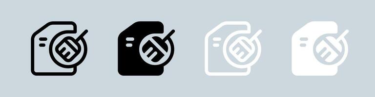 Clean disk icon set in black and white. Cleaner signs vector illustration.