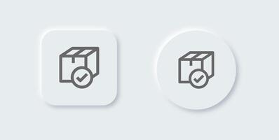 Delivered package line icon in neomorphic design style. Box signs vector illustration.