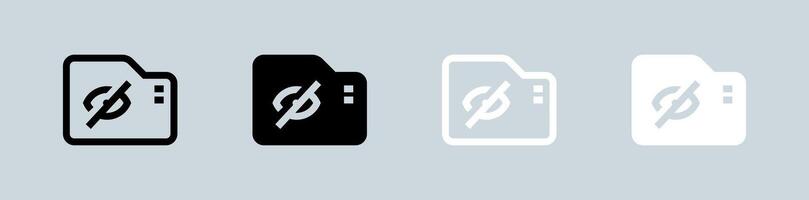 Hidden folder icon set in black and white. Private signs vector illustration.