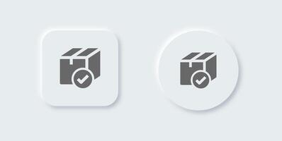 Delivered package solid icon in neomorphic design style. Box signs vector illustration.