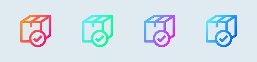 Delivered package line icon in gradient colors. Box signs vector illustration.