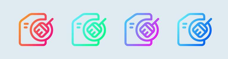 Clean disk line icon in gradient colors. Cleaner signs vector illustration.