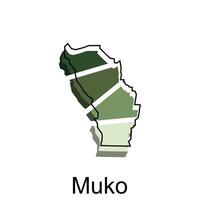 mapa ciudad de muko diseño plantilla, mundo mapa internacional vector modelo con contorno gráfico bosquejo estilo aislado en blanco antecedentes