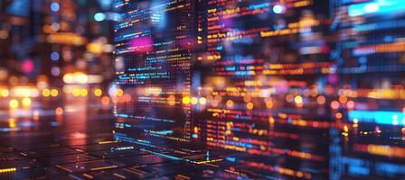 AI generated Dynamic coding data encryption with secure symbols and copy space for security concepts photo
