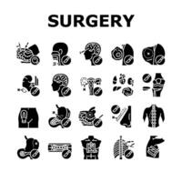 surgery hospital health icons set vector