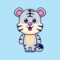 Cute white tiger cartoon vector illustration.