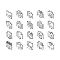 Software Program Development isometric icons set vector