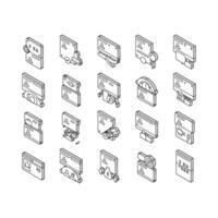 Visa For Traveling Collection isometric icons set vector