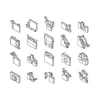 preposition english language isometric icons set vector