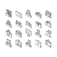 Pipeline Construction Collection isometric icons set vector