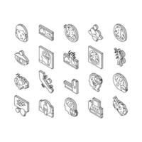 Stroke Health Problem Collection isometric icons set vector