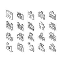 Car Factory Production Collection isometric icons set vector