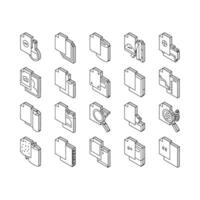 Paper List For Printing Poster isometric icons set vector