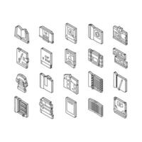 Book Educational Literature Read isometric icons set vector