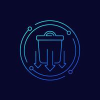 Reducing waste icon with a trash bin, linear design vector