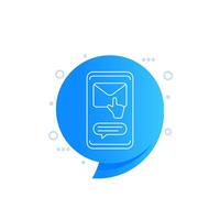 Mail and touch gesture line icon with smartphone vector