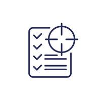 Goals line icon with checklist, vector