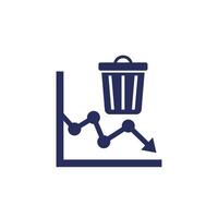 Reducing waste icon with a chart and trash bin vector